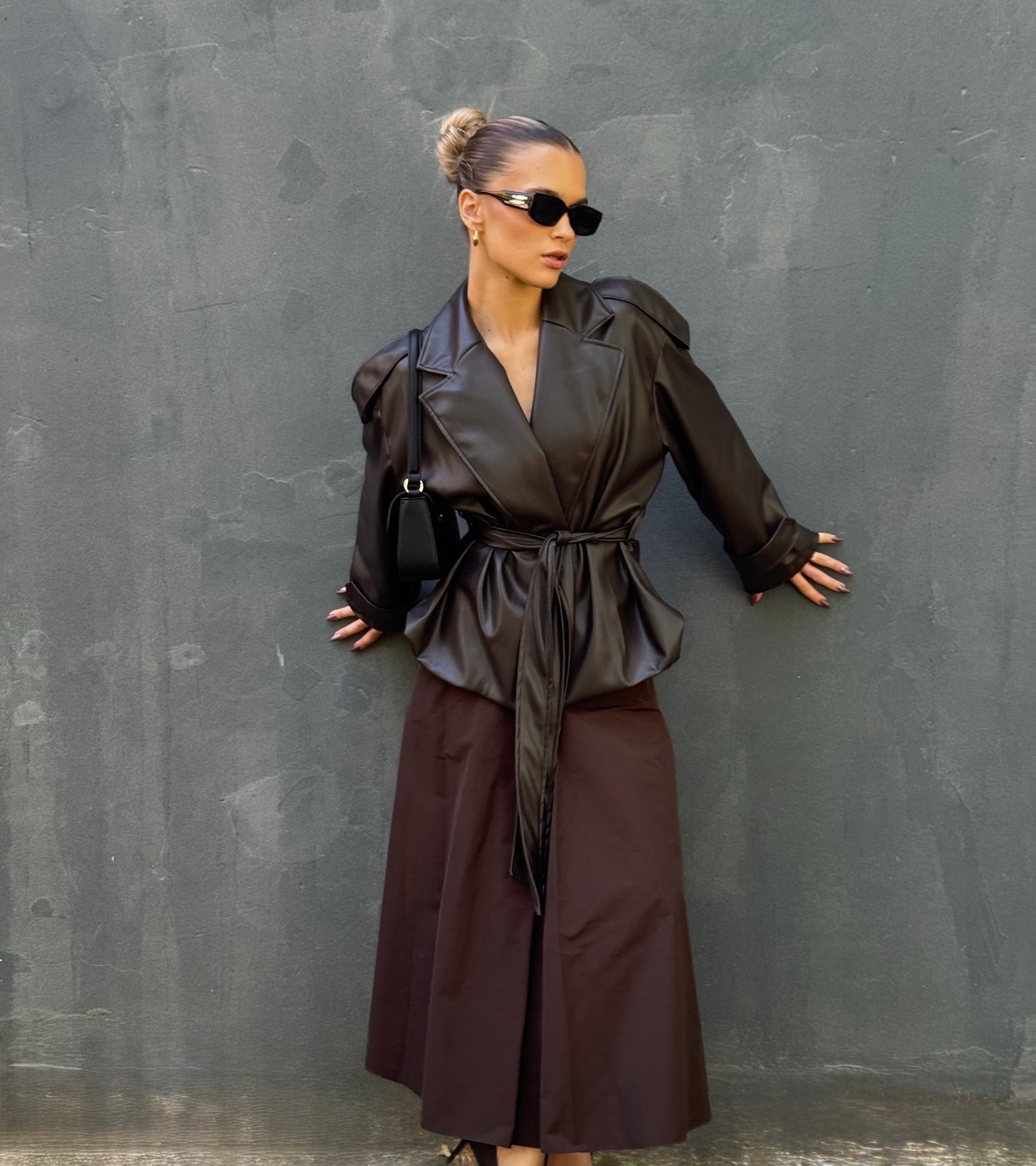 Műbőr kabát (barna)