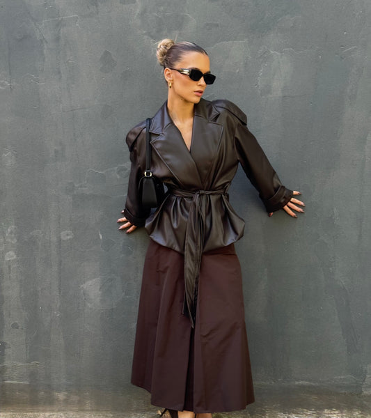 Műbőr kabát (barna)