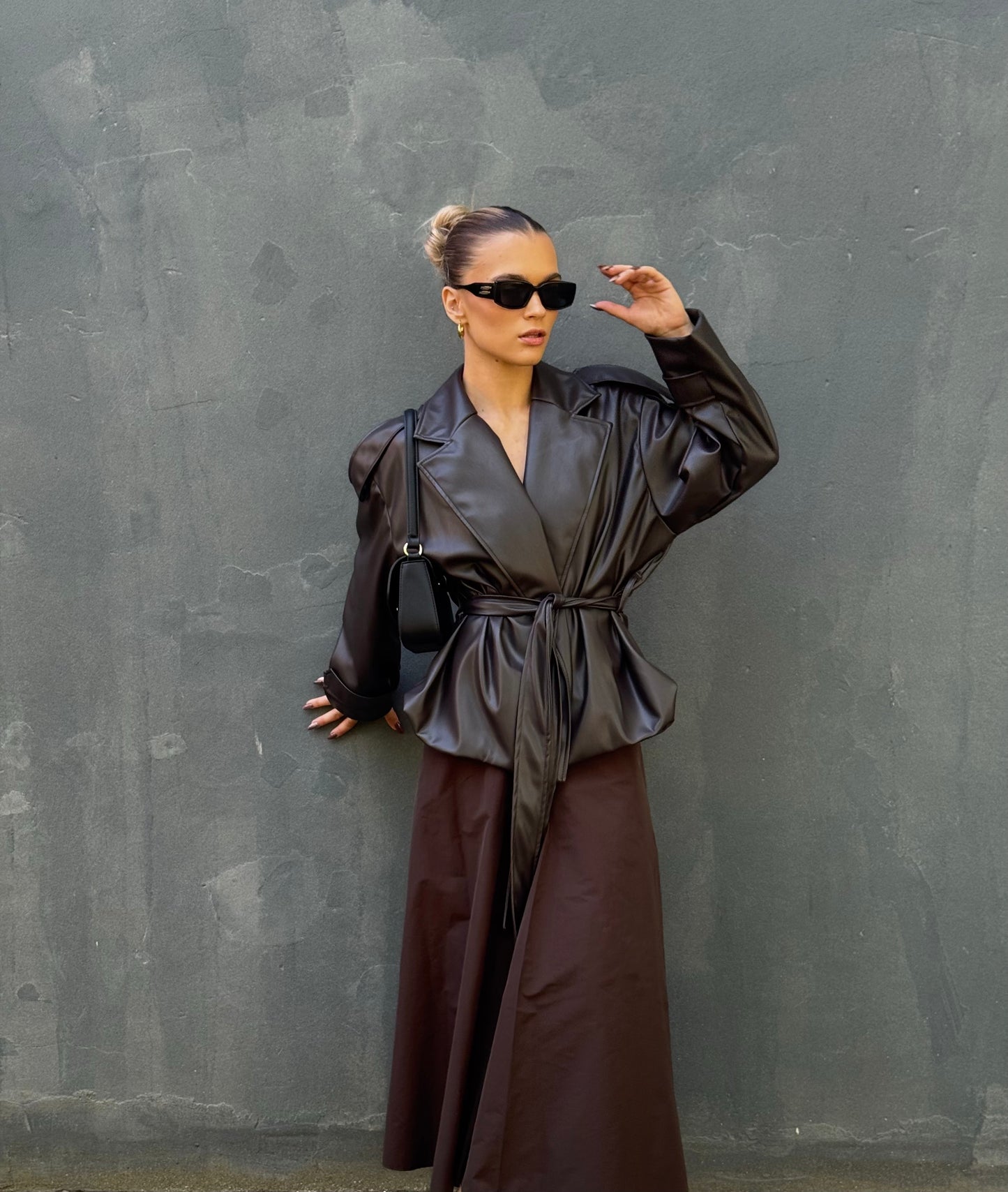 Műbőr kabát (barna)