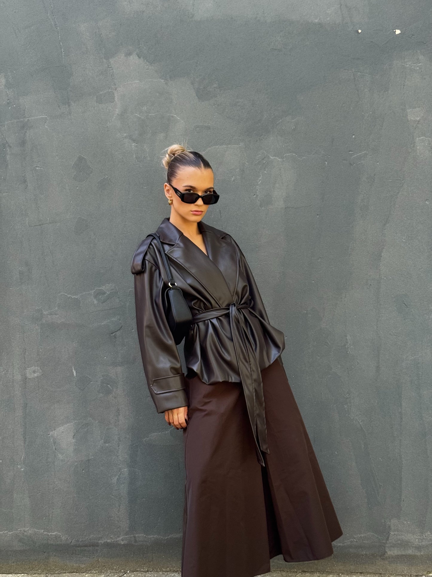 Műbőr kabát (barna)