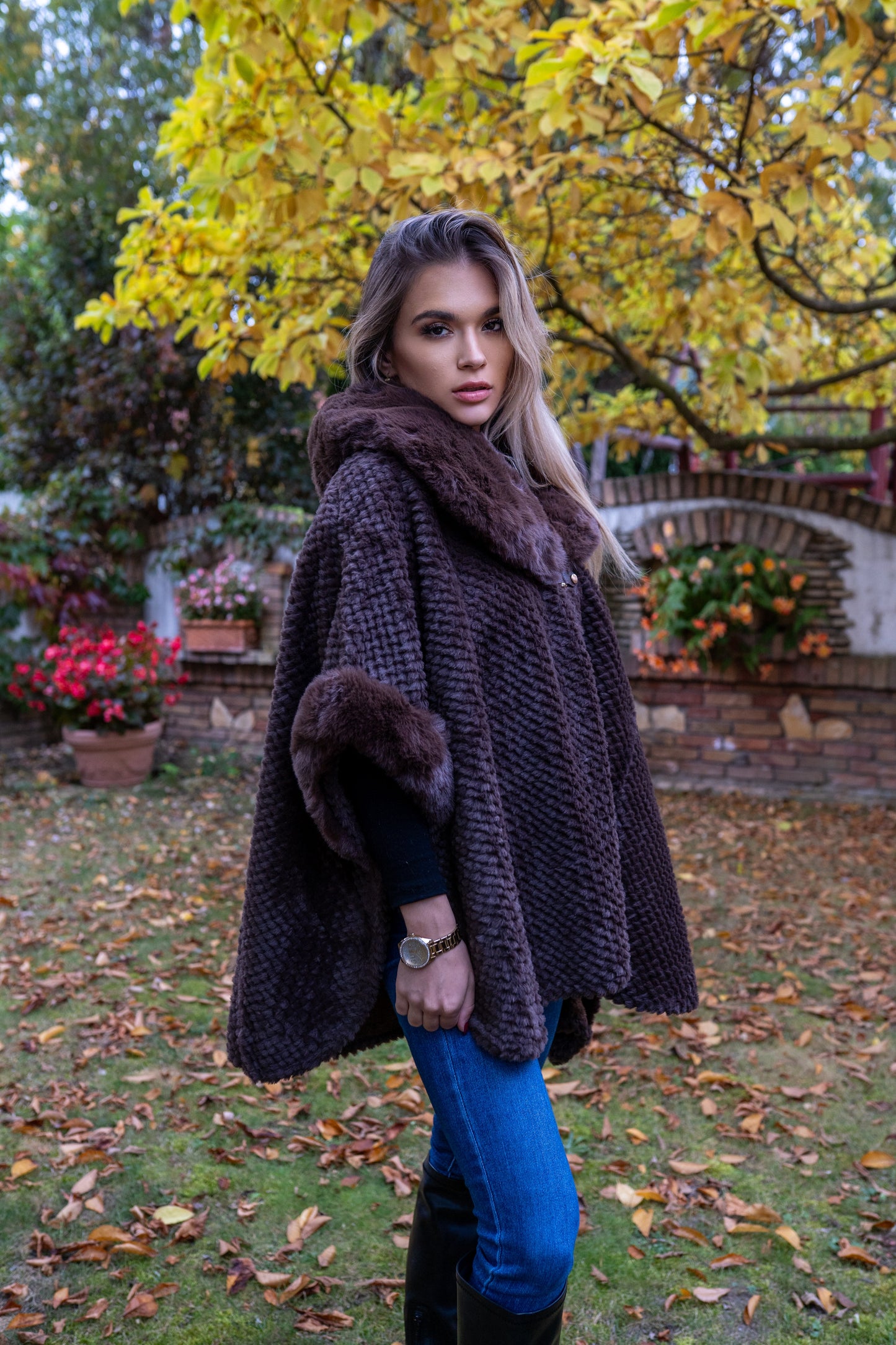 Műszőrme kabát (barna)