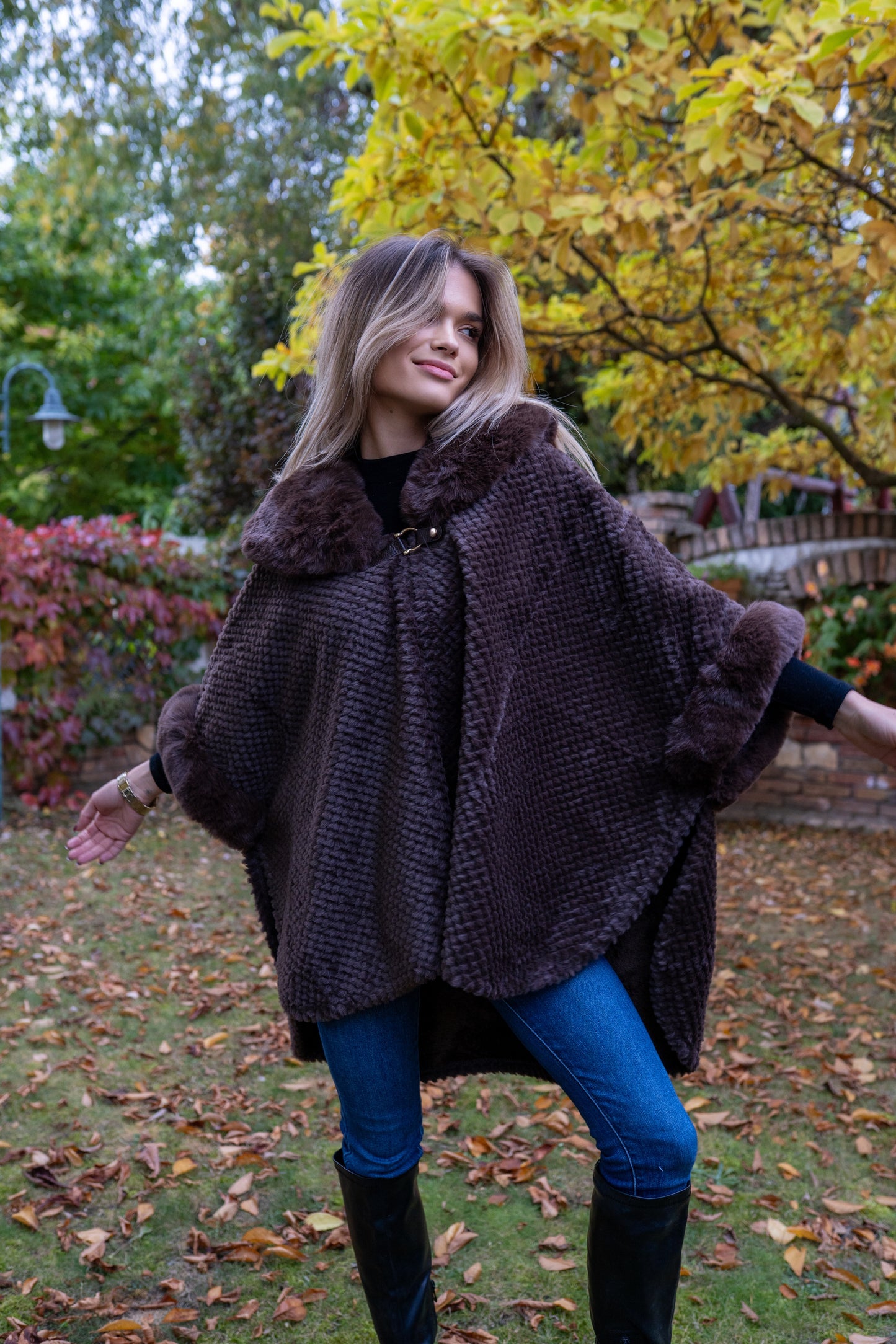 Műszőrme kabát (barna)