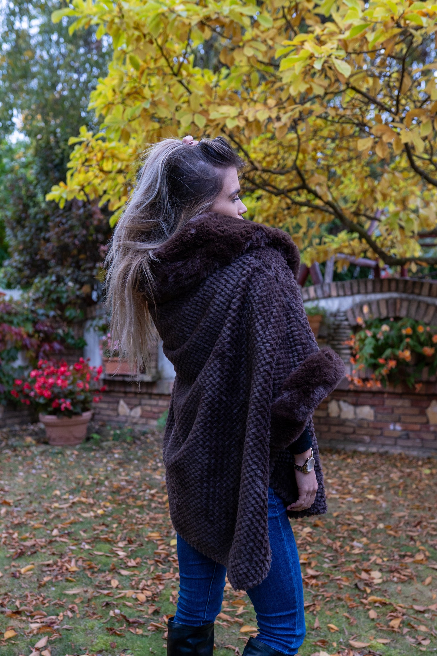 Műszőrme kabát (barna)