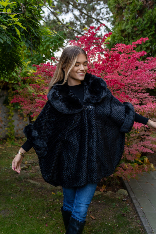 Műszőrme kabát (fekete)